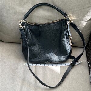 Kate Spade Black Leather Shoulder Bag with Gold Accents